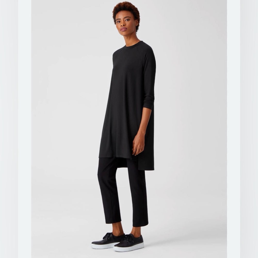 Eileen Fisher 100% Linen Black Shift Dress